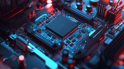 Fototapeta premium High-Tech Circuit Board with Intel Chip