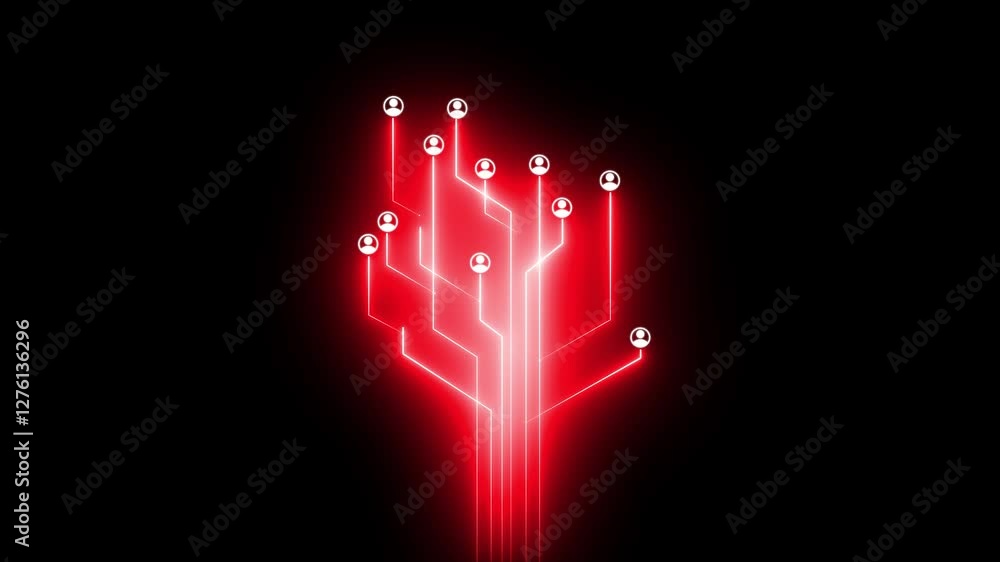Poster neon global network connections and social networking concept.