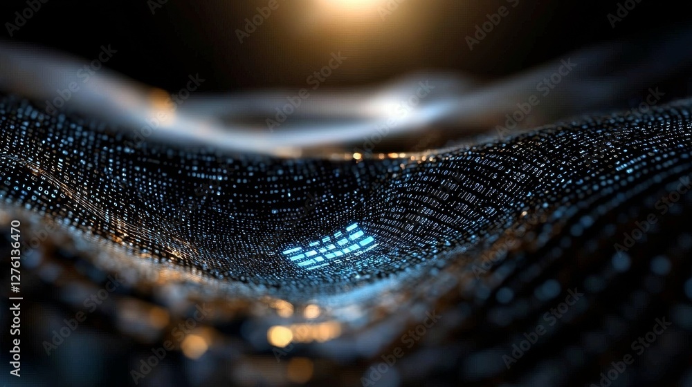 Aufkleber Digital data network connections and particles in cyberspace concept