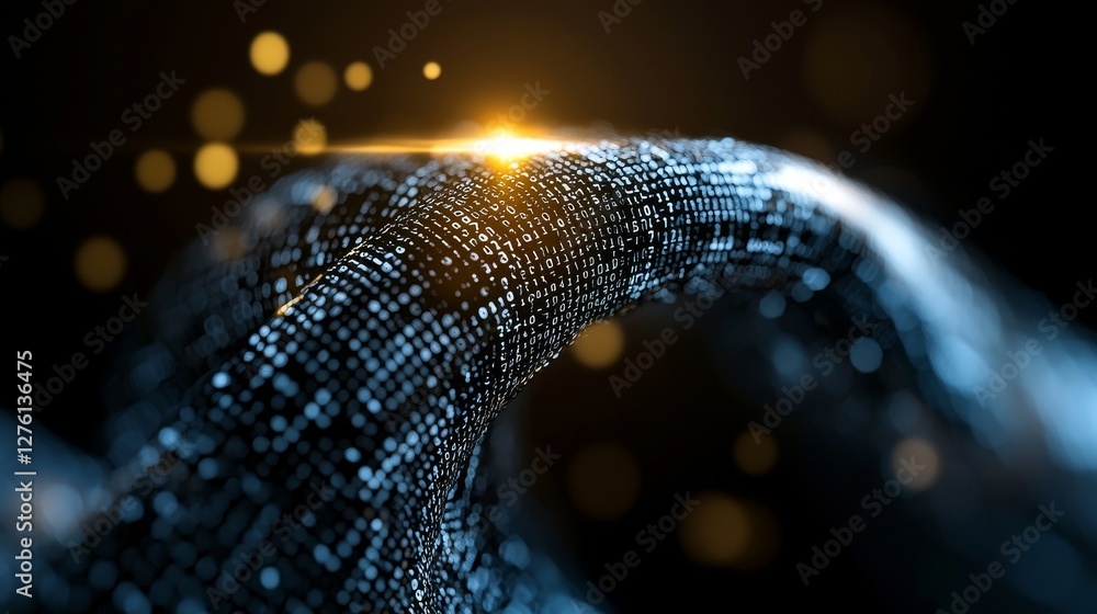 Poster digital data network connections and particles in cyberspace concept