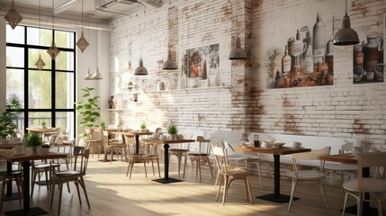 mural white painted brick wall