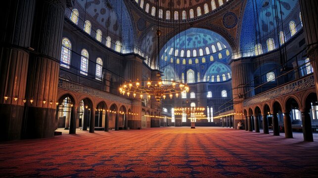 illumination blue mosque interior