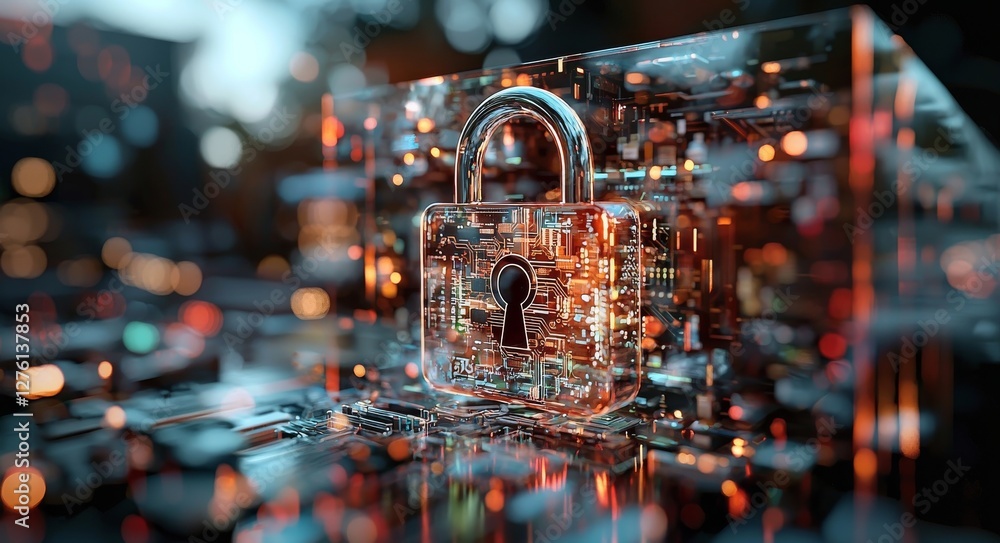 Aufkleber the digital padlock icon of cyber security signifies a technology network and data protection system