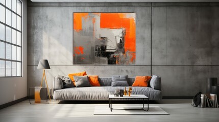 paintings grey and orange