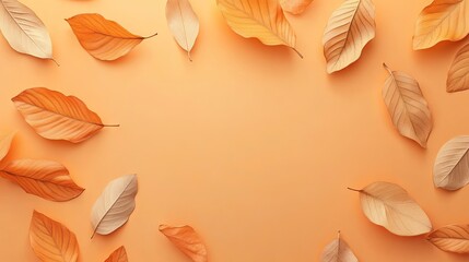 Autumn Natural Background with Vibrant Fall Foliage and Copy Space