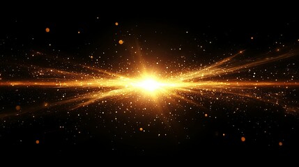 Obraz premium Golden Light Burst Across Dark Background