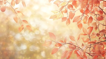 Fototapeta premium Warm Autumn Landscape with Crisp Leaves and Empty Space for Text