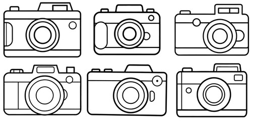 Camera Outline Coloring Page Printable Line Art Drawing