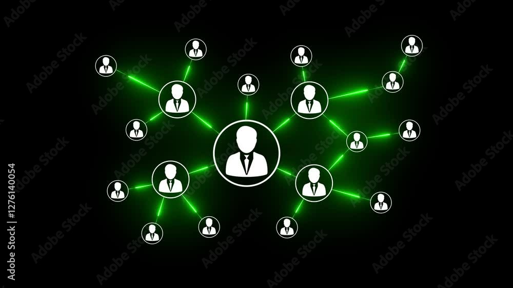 Poster motion graphic of blue technology icon network connection abstract background animation people on th