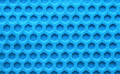 Blue honeycomb shape foam material texture as background