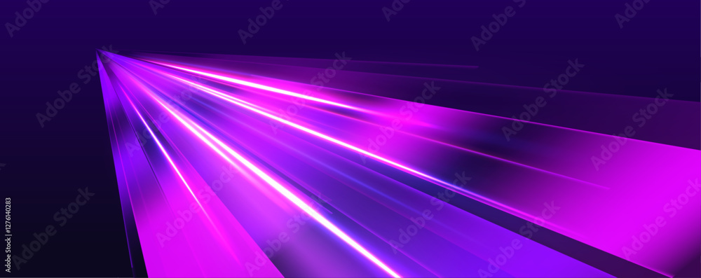 Poster futuristic light motion effects on a black background, showcasing fast-moving neon stripes and creat