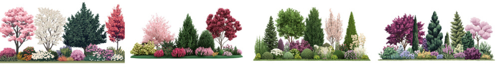Vibrant spring landscape featuring a beautiful garden setting with a variety of blooming flowers vibrant foliage and a serene natural atmosphere