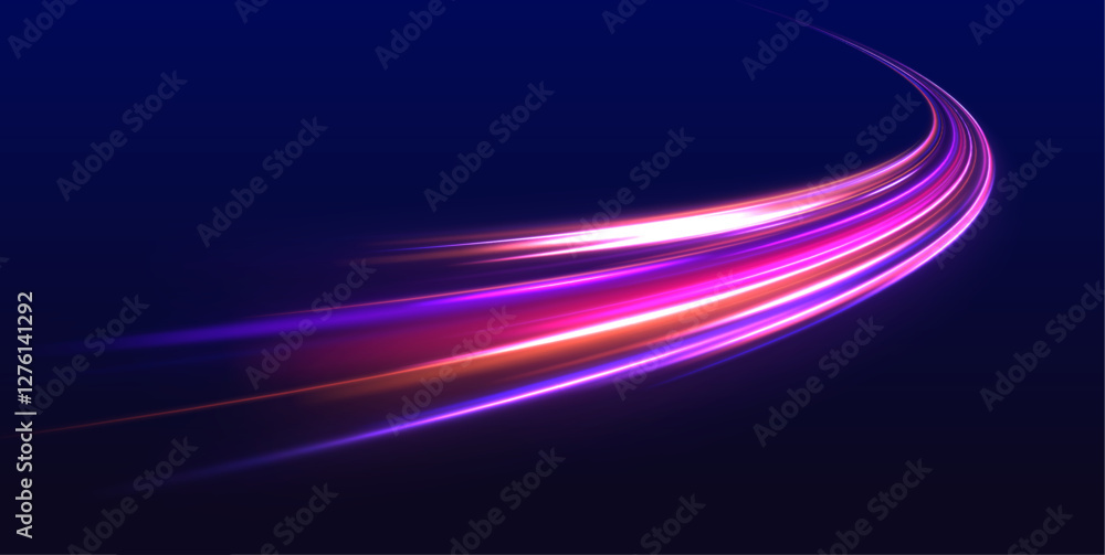 Aufkleber technology background with motion neon light effect. abstract neon light trails in a futuristic high