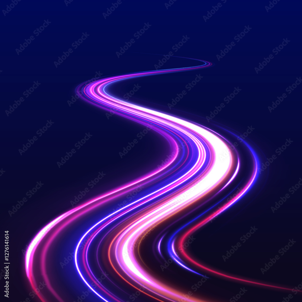 Aufkleber technology background with motion neon light effect. abstract neon light trails in a futuristic high