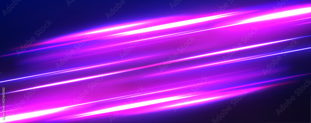 Poster a colorful motion background of city light trails. the effect of speed on a blue background. lines o