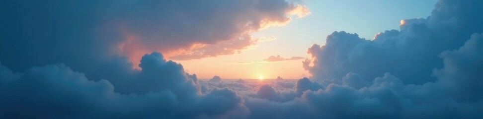 Obraz premium Dark blue gives way to a pale shade of white as if the sky is awakening from slumber, gentle transition, warm tones, atmosphere