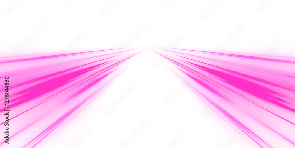 Poster horizontal night road in the form of a panorama with neon lights. car motion trails. speed line moti