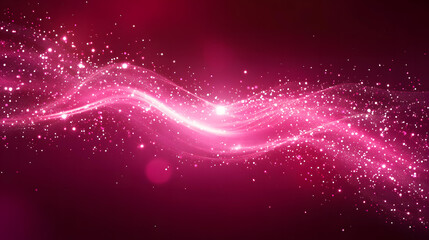 Fototapeta premium Abstract Pink Sparkling Wave Background with Glimmering Lights and Shimmering Dust