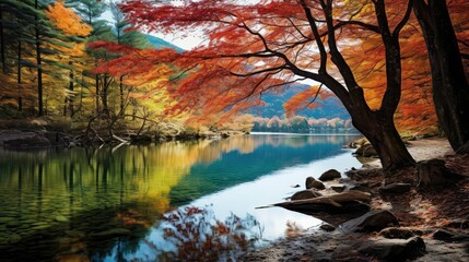 autumn tree by water