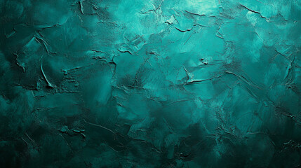 A textured dark green stucco wall background with an abstract grunge artistic design. Features a beautifully creative pattern with stylized turquoise accents, ideal for various design applications