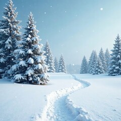 Gentle snowfall blankets the ground with pure white powder, snowy landscape, isolated, snowfall
