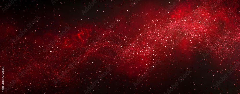 Poster abstract red nebula cosmic dust and energy particle wave background