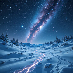 夜空にオーロラが浮かび上がっている美しい姿