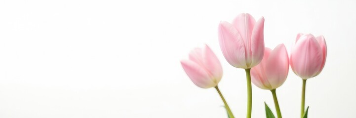 Fototapeta premium Single pale pink tulip bloom isolated against white, White Canvas, Tulips White Background Pink Flowers Isolated, Fresh Bloom