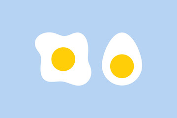 breakfast of boiled and fried eggs icon flat design