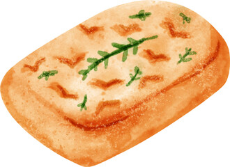watercolor italian focaccia