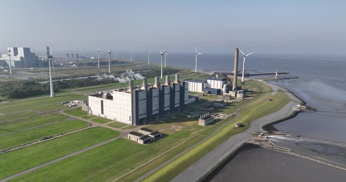 The Eemscentralepower station Delfzijl, Eemshaven. Gas-fired CCGT units that together produce 1750 MW of electricity