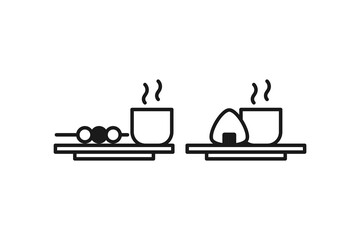 japanese food and breakfast icon line