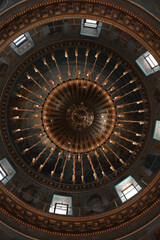 interior of the church with chandelier on the ceiling