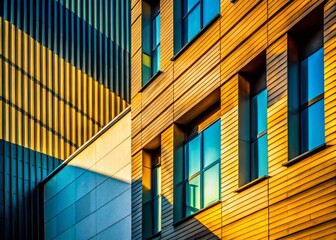 Obraz premium Dramatic Architectural Shadows on Building Facade - Empty Copy Space