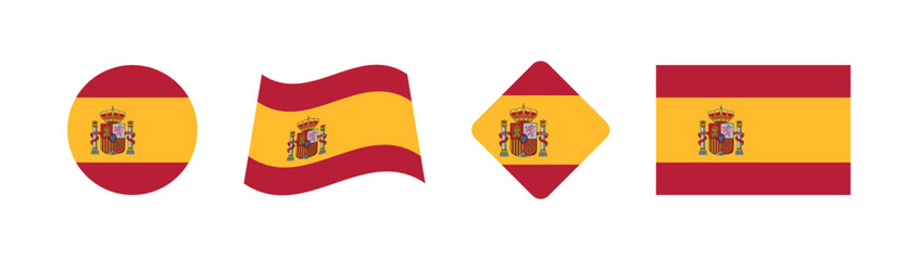 


Vector Spain National Flag icon collection. Flag set of Spain various styles.
