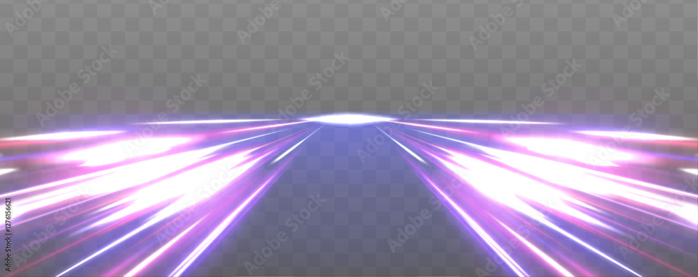 Poster neon stripes in the form of drill, turns and swirl. speed of light concept background. abstract back