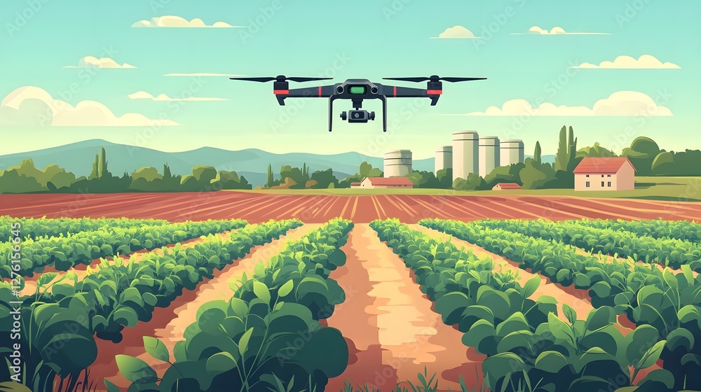 Poster advancement of smart systems in data-driven agriculture modern farm visual representation open lands