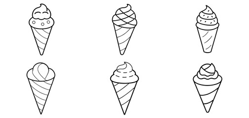 Cone Ice Cream Outline Coloring Page Printable Line Art Drawing