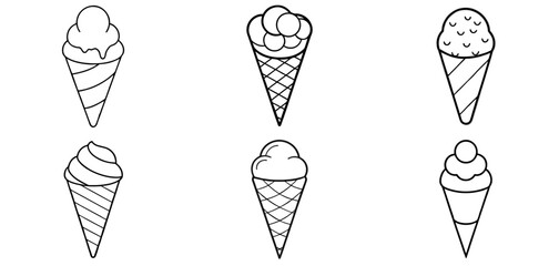 Cone Ice Cream Outline Coloring Page Printable Line Art Drawing