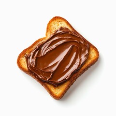 Toast with chocolate spread isolated on white background, top view.