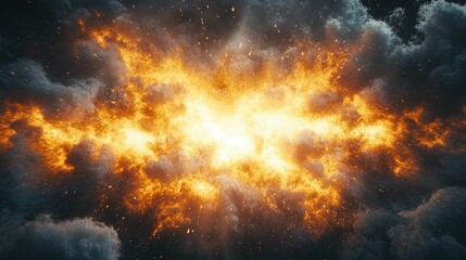 Fiery Explosion Cloud Intense Bright Energy Burst