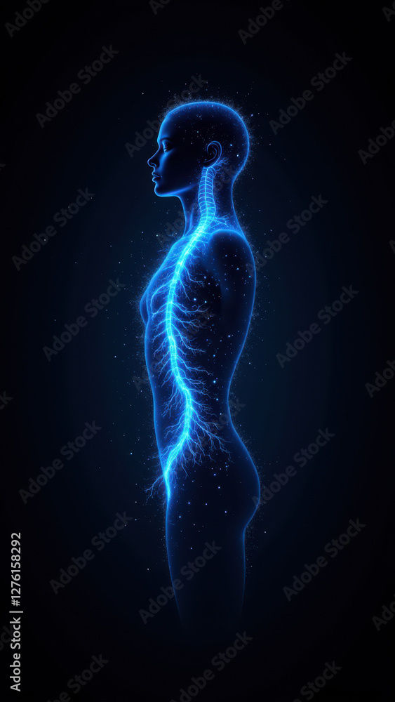 Aufkleber a computer-generated illustration of a human body with highlighted internal structures and the vagus