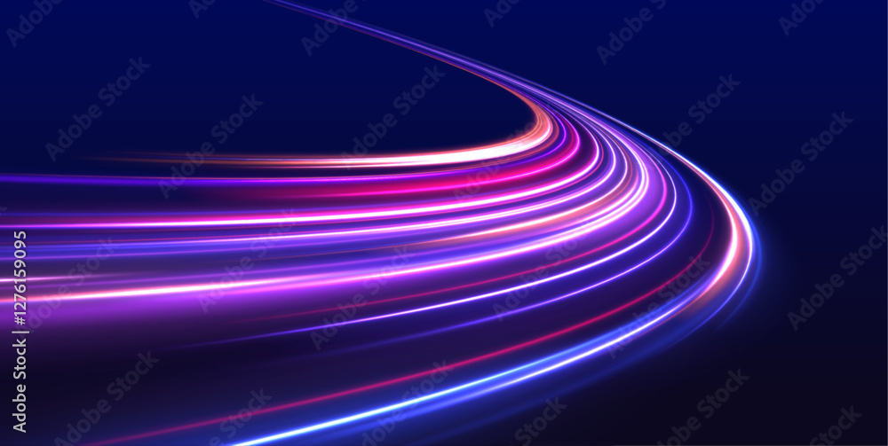 Aufkleber high tech lines, studio product, future cyberspace concept. fast speed car. long yellow and red way 