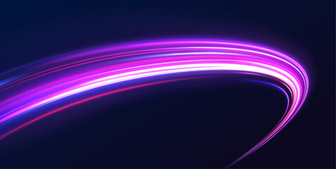 Sparkling blurry trail with imitation of movement and speed. City road car light trails motion background. Supersonic dynamic background.