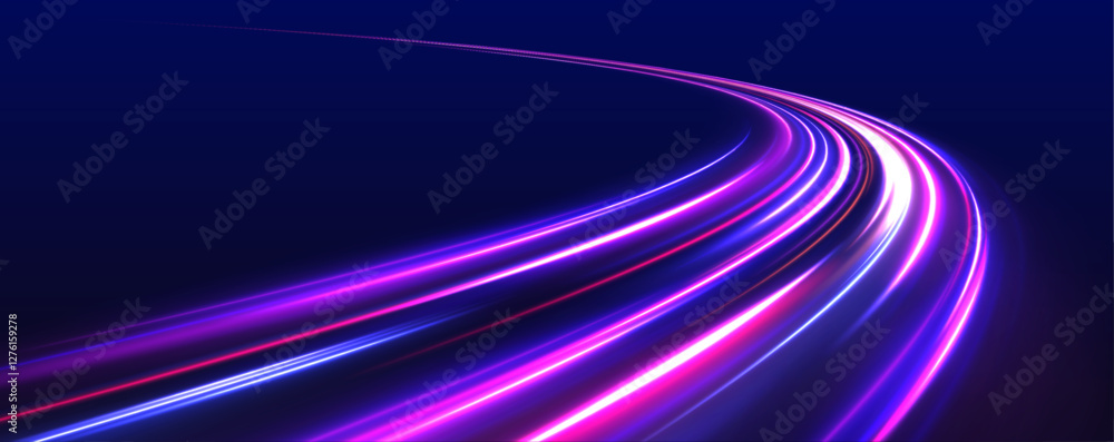 Poster modern abstract high-speed light motion effect on black background. light motion effect, slow shutte