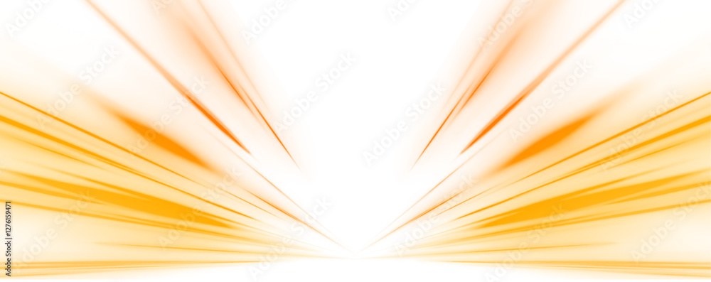Poster Abstract neon rays of light on a transparent background in PNG format. Yellow magic spirals with sparkles. Golden glowing shiny spiral lines effect.	