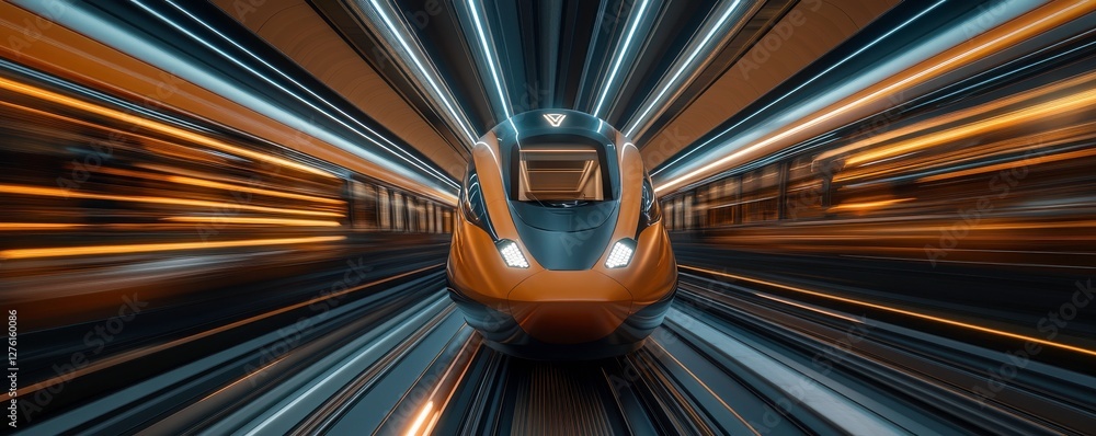 Aufkleber a futuristic train speeds through a blur of lights, creating a dynamic sense of motion and advanced 