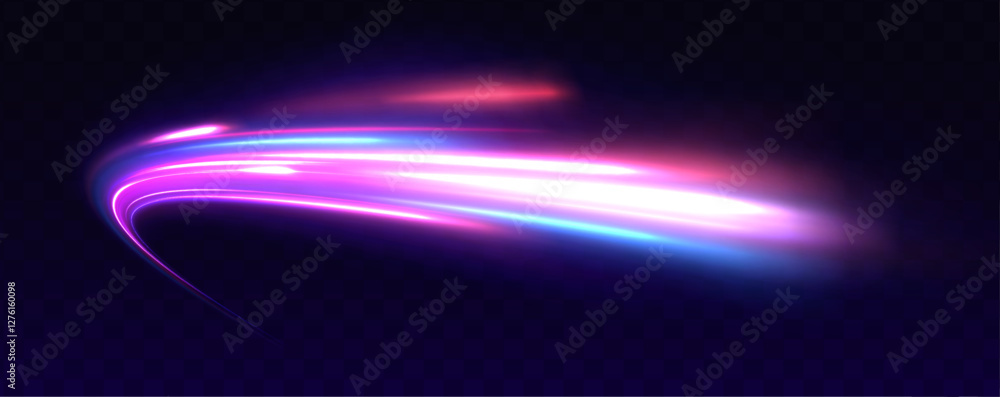 Poster neon color glowing lines background, high-speed light. modern abstract high-speed light motion effec