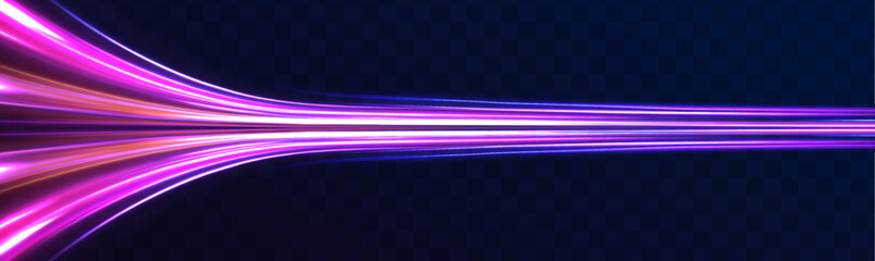 Sparkling blurry trail with imitation of movement and speed. City road car light trails motion background. Supersonic dynamic background.