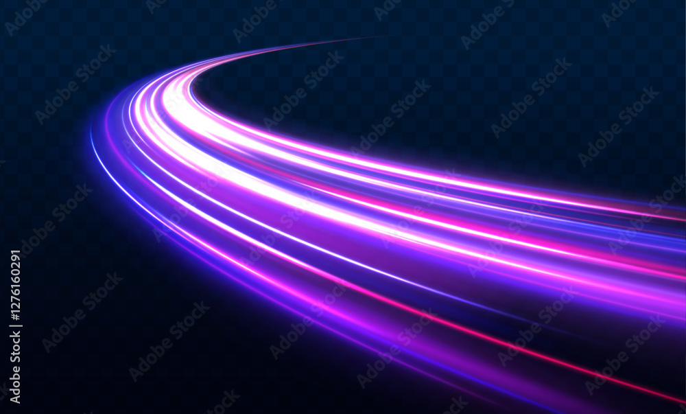 Aufkleber acceleration speed motion on night road. magic moving fast speed police lines. car motion trails. sp